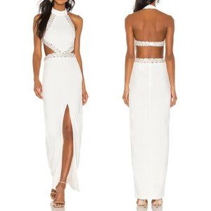 NBD Nicolina Gown in White Sequin Cut Out